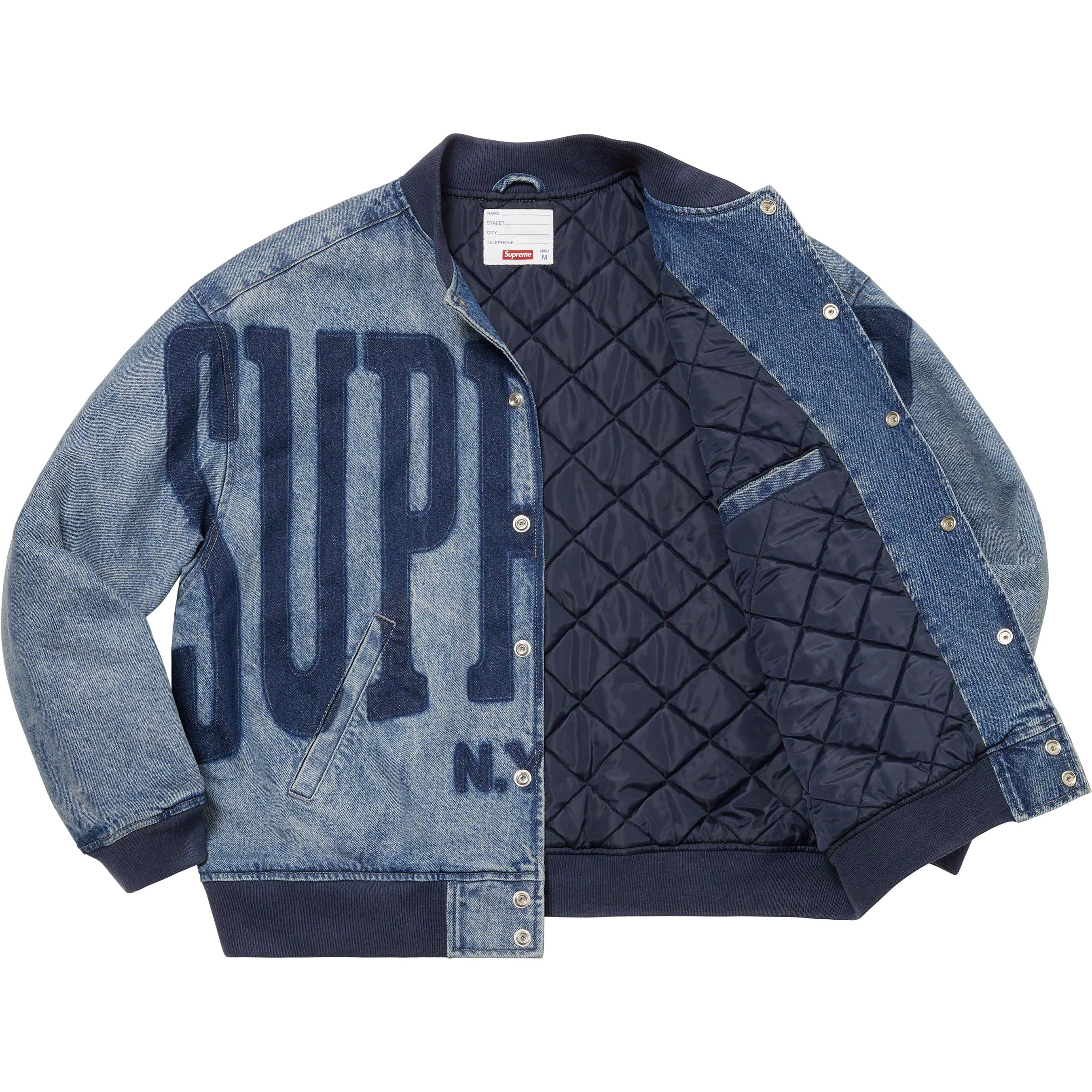 Washed Knockout Denim Varsity Jacket view 8